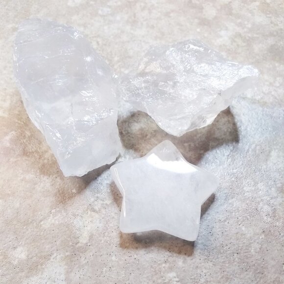 Rock Crystal Quartz Bundle: 1 Star + 2 Chunks!!! Reiki Meditation Altars - Picture 7 of 11